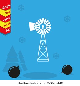 Traditional American windmill simple flat icon.