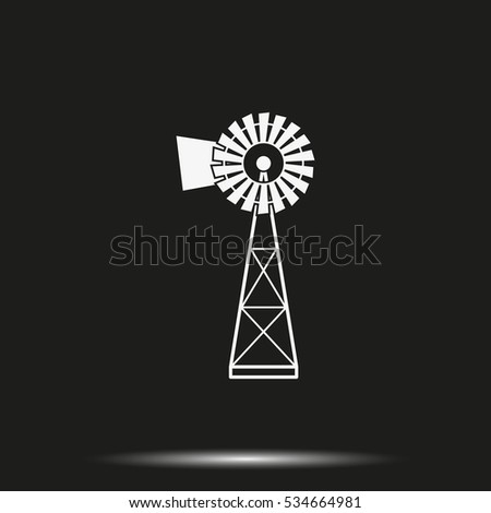 Traditional American windmill simple flat icon.