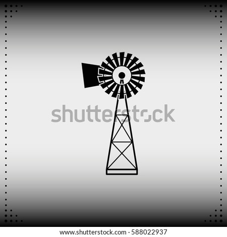 Traditional American windmill simple flat icon.