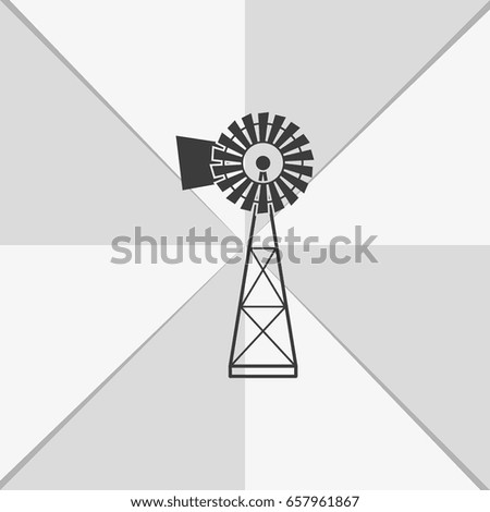 Traditional American windmill simple flat icon.