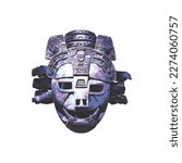 Traditional ancient aztec mask. Vector illustration. Doodle sketch. 