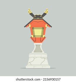 Traditional ancient Buddhist toro lantern isolated on a gray background