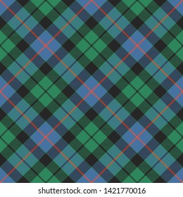 The Traditional Ancient Tartan of the Scottish Clan Morrison. Seamless pattern for fabric, kilts, skirts, plaids. Diagonal cell