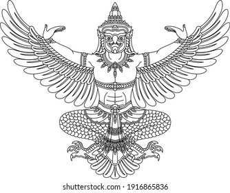 Traditional Ancient Thai Buddhism Pattern - Garuda