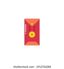 Traditional Angpao Envelope Flat Icon - Lunar New Year Elements Icon Set Vector Illustration