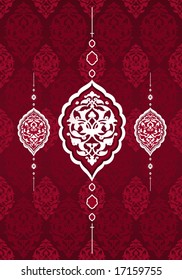 Traditional antique ottoman turkish tile illustration design
