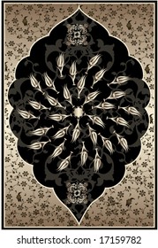 Traditional antique ottoman turkish tile illustration design