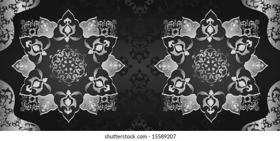 Traditional antique ottoman turkish  vector grayscale design