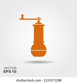 Traditional Arab coffee grinder. Vector flat icon with shadow