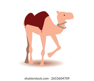 Traditional arabian camel isolated on white, flat vector stock illustration
