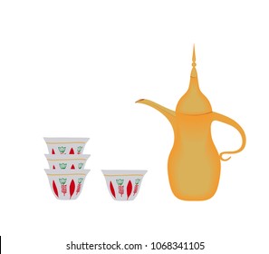 Traditional Arabian Coffee Pot & Cups