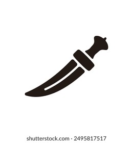 Traditional Arabian dagger icon. Flat silhouette version.