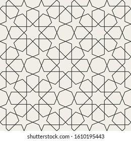 Traditional arabian geometrical seamless pattern.  Oriental ornamental background. Vector illustration.