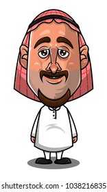 Traditional Arabian Man Standing Cartoon Vector