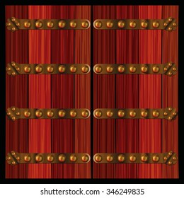 Traditional Arabian Wooden Door With Golden Decorative Elements