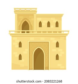 Traditional Arabic building. Middle East mud house vector illustration