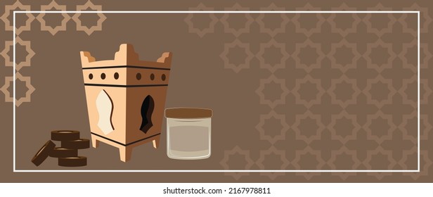 traditional arabic for burner oud banner vector 