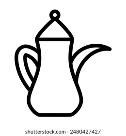 tradicional cafetera árabe (dallah) Línea de Vector Icon Design