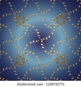 Traditional arabic decor on blue, violet, white colors. Ornamental lace tracery. Vintage design element in Eastern style. Golden ornate illustration for wallpaper. Vector pattern with floral ornament.