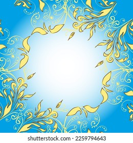 Traditional arabic decor on gray, beige and blue colors. Vintage design element in Eastern style. Vector pattern with floral ornament. Golden ornate illustration for wallpaper. Ornamental lace tracery