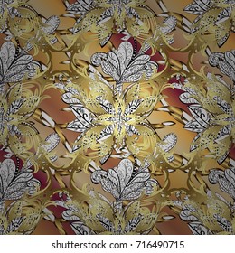 Traditional arabic decor on gray, brown, neutral colors. Lace tracery. Vintage design element in Eastern style. Vector ornamental pattern with floral ornament. Golden ornate illustration for wallpaper