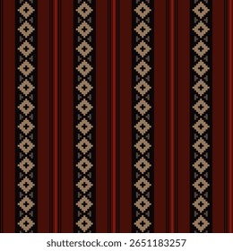Traditional arabic folk geometric seamless pattern. Ethnic fabric ornament with square shape motif for textile. Vector