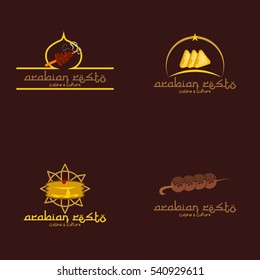 Traditional Arabic Food Restaurant And Cafe Logo Design Template. Vector Illustration