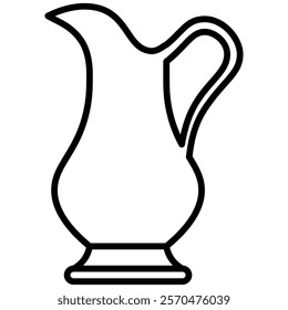 Traditional Arabic jug with a curved spout and handle line icon illustration. Perfect for cultural, historical, or decorative themes, related to Ramadan, fasting, and Islamic tradition.