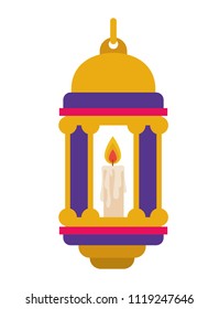 traditional arabic lamp with candle hanging