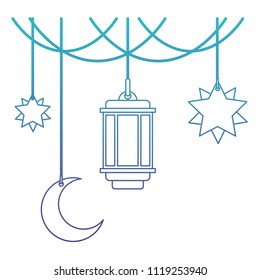 traditional arabic lamp with crescent moon and stars hanging