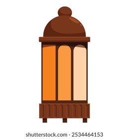 Traditional arabic lantern standing with burning candles inside, ramadan kareem symbol