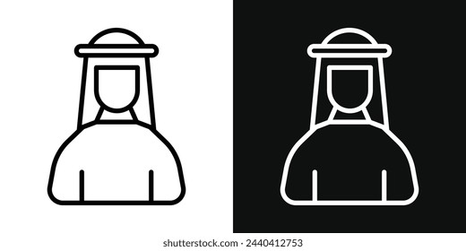 Traditional Arabic Men Dress Icons. Middle Eastern Sheikh and Cultural Attire Symbols