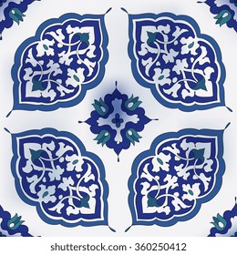 Traditional Arabic  ornament seamless. Floral Ornamental pattern. Iznik .Vector.  Background