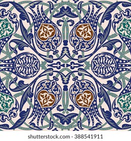 Traditional Arabic  ornament seamless. Floral Ornamental pattern. Iznik .Vector.  Background