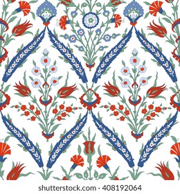 Traditional Arabic  ornament seamless. Floral Ornamental pattern. Iznik .Vector.  Background