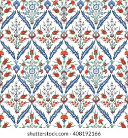 Traditional Arabic  ornament seamless. Floral Ornamental pattern. Iznik .Vector.  Background