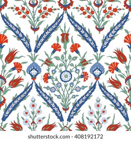 Traditional Arabic  ornament seamless. Floral Ornamental pattern. Iznik .Vector.  Background