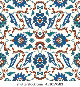  Traditional  Arabic ornament seamless for your design. Floral Ornamental pattern. Iznik . Vector.  Background