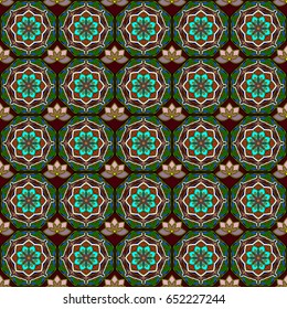 Traditional Arabic pattern. Template of greeting card with traditional Islamic holidays. Vector illustration.