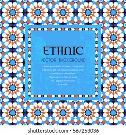 Traditional arabic style mosaic frame, ehnic background