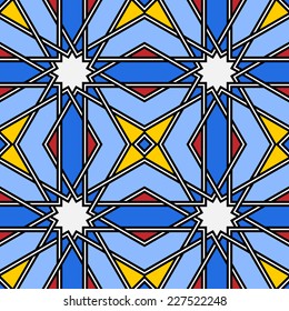 Traditional arabic tangled pattern. Seamless vector background. Plain colors - easy to recolor.