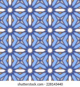 Traditional arabic tangled pattern. Seamless vector background. Plain colors - easy to recolor.