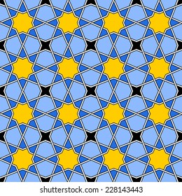 Traditional arabic tangled pattern. Seamless vector background. Plain colors - easy to recolor.