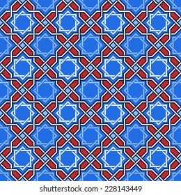 Traditional arabic tangled pattern. Seamless vector background. Plain colors - easy to recolor.