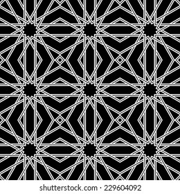Traditional arabic tangled pattern. Seamless vector background. Plain colors - easy to recolor.