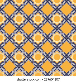 Traditional arabic tangled pattern. Seamless vector background. Plain colors - easy to recolor.