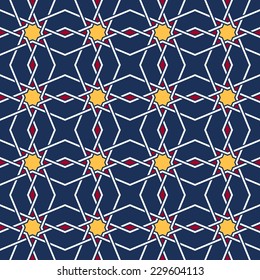 Traditional arabic tangled pattern. Seamless vector background. Plain colors - easy to recolor.