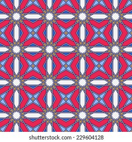 Traditional arabic tangled pattern. Seamless vector background. Plain colors - easy to recolor.