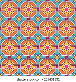 Traditional arabic tangled pattern. Seamless vector background.  Plain colors, easy to recolor.