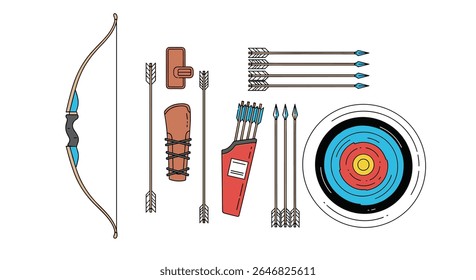 Traditional Archery Equipment Collection for Target Practice and Sport Shooting Sports Enthusiasts